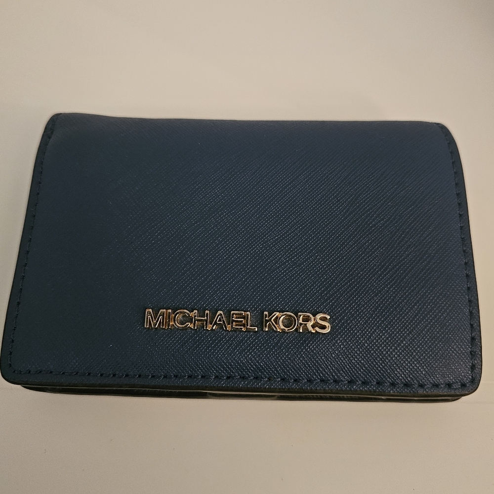 Michael Kors Blue Snap Closure Wallet